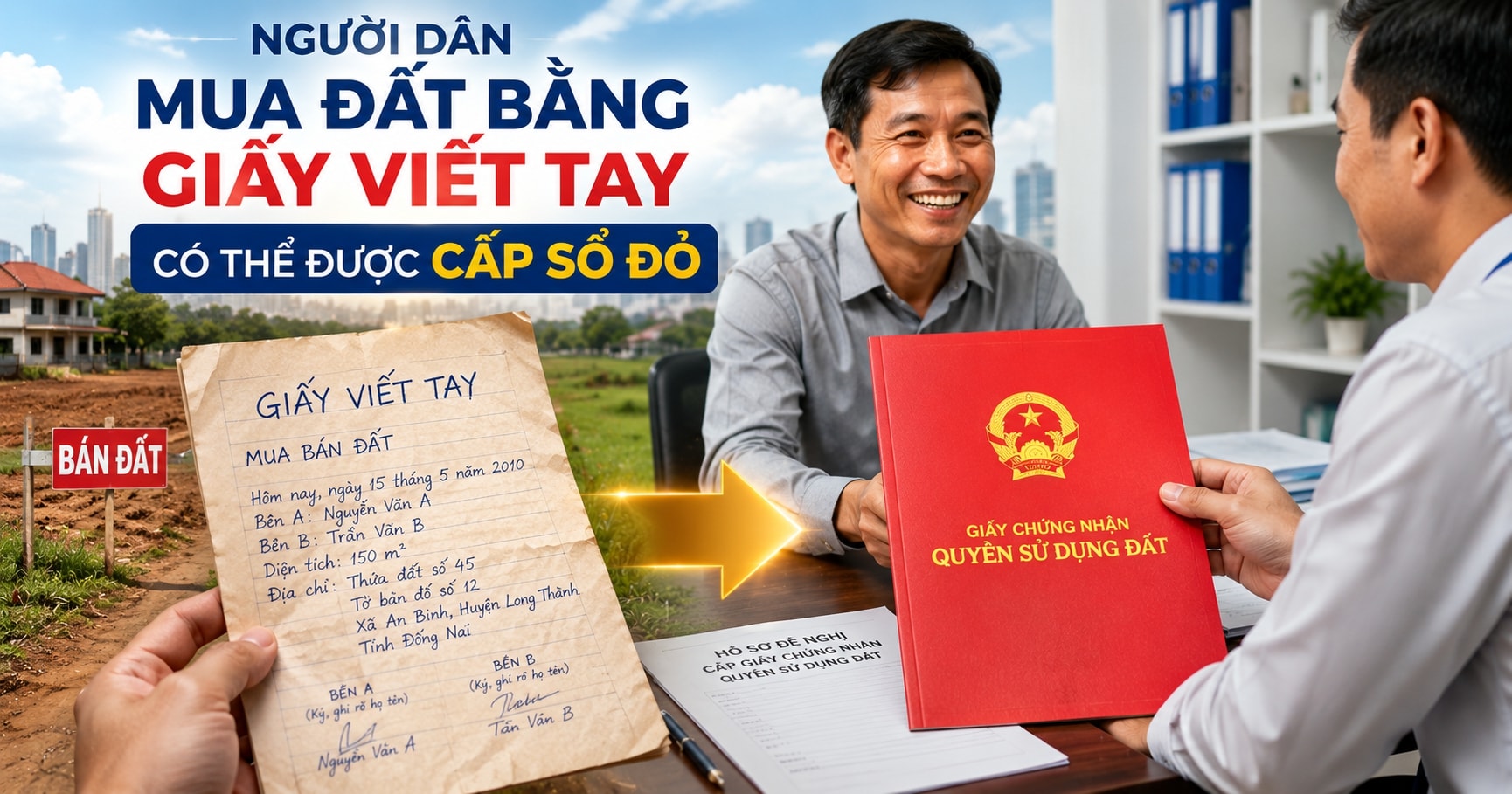 Người dân mua đất bằng giấy viết tay đón tin vui lớn: Có thể được cấp sổ đỏ nếu đáp ứng điều kiện này- Ảnh 1. Người dân mua đất bằng giấy viết tay đón tin vui lớn: Có thể được cấp sổ đỏ nếu đáp ứng điều kiện này- Ảnh 1.