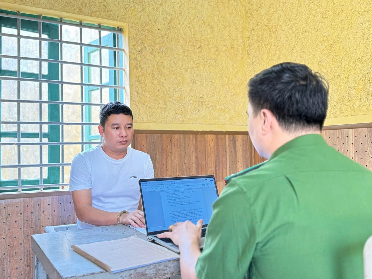 Đối tượng Châu Ngọc Lâm tại cơ quan công an