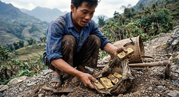 Phong tỏa, tịch thu 193 hiện vật bằng vàng, nặng gần 70kg do một người nông dân đào được trên vách đá dựng đứng
