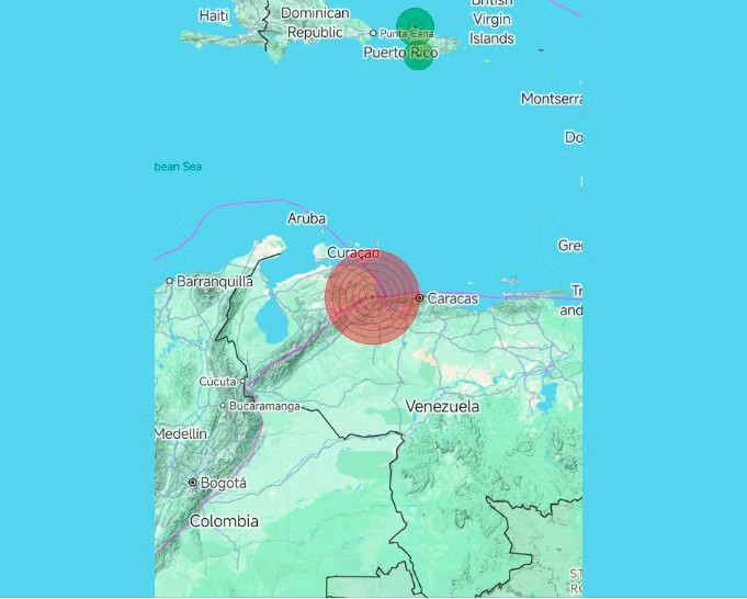 Vị trí tâm chấn trận động đất Venezuela rung chuyển vì động đất mạnh, nguy cơ xuất hiện sóng thần - Ảnh 1.