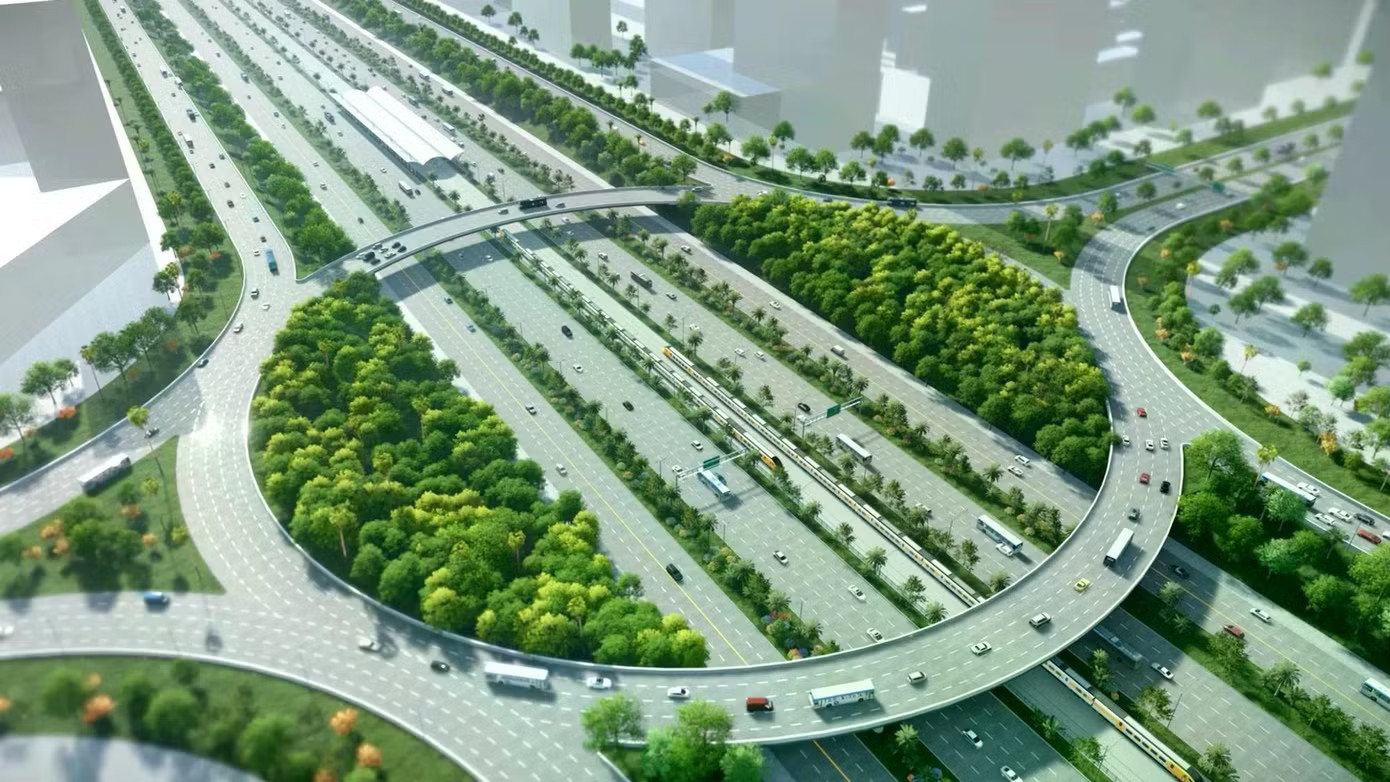 Phối cảnh đường nối sân bay Gia Bình về Thủ đô Hà Nội. Ảnh: SG. 'Điểm nghẽn' dự án nghìn tỷ kết nối Hà Nội với sân bay Gia Bình - Ảnh 1.