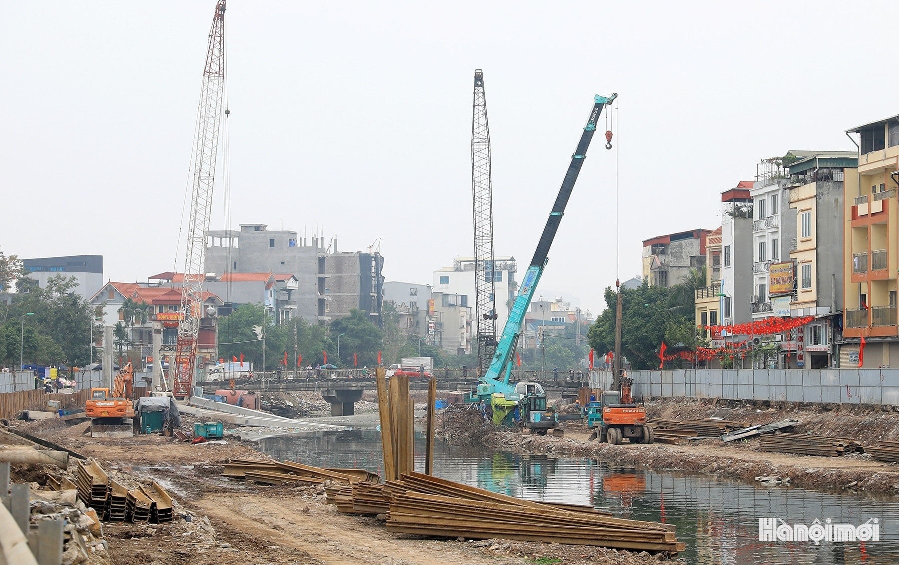 Một dự án chống ngập đang được thi công tại TP. Hà Nội. Nguồn ảnh