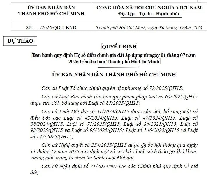 Đề xuất hệ số K mới cho 168 phường xã và đặc khu: Hệ số điều chỉnh giá đất một số nơi ở TP. HCM lên tới hơn 10 lần- Ảnh 1.
