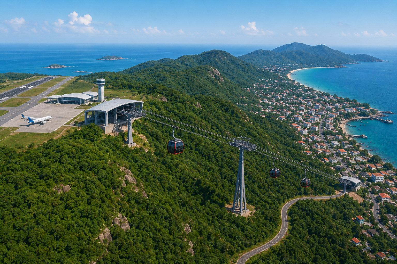 Việt Nam lần đầu tiên có tuyến cáp treo kết nối trực tiếp ra sân bay, tọa lạc tại hòn đảo ‘bí ẩn nhất thế giới’- Ảnh 1.