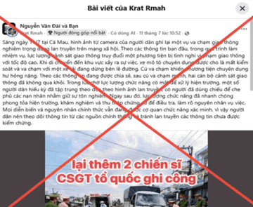 Công an Cà Mau bác thông tin CSGT truy đuổi phương tiện dẫn đến tai nạn