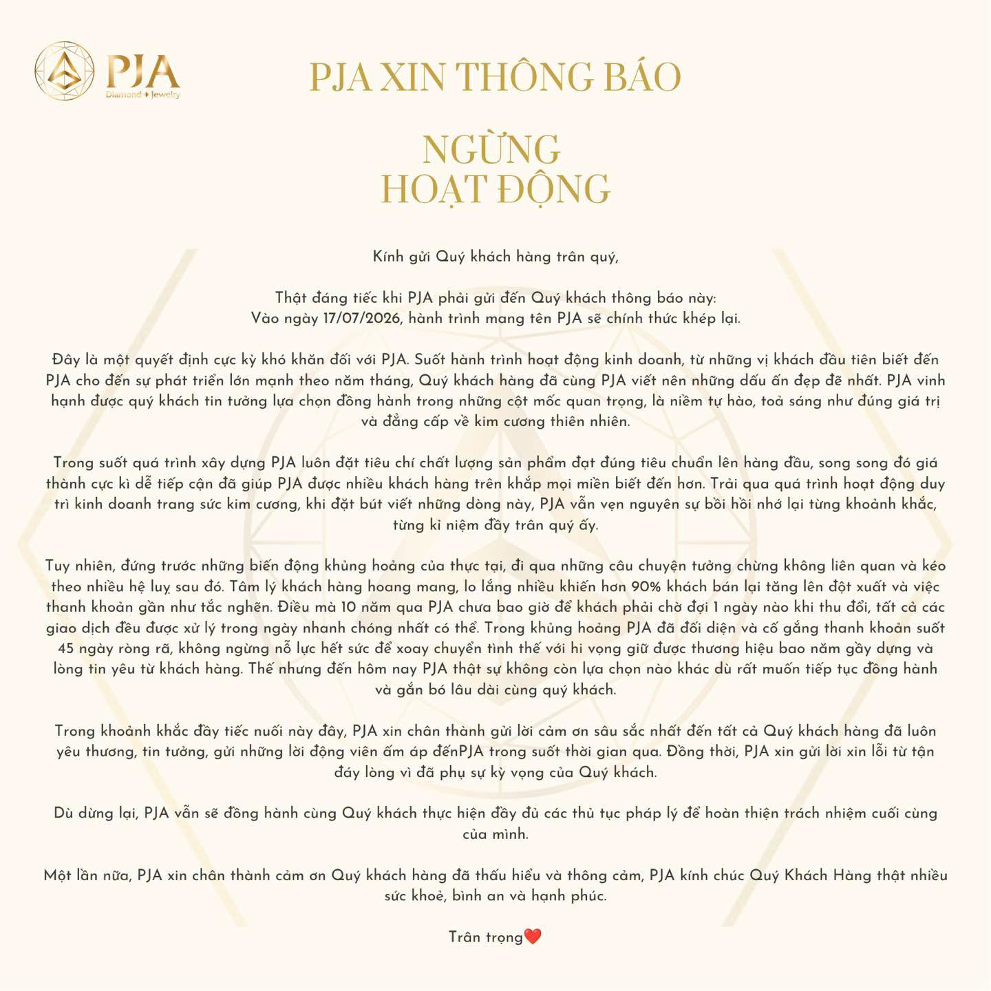 Hôm nay, thêm một doanh nghiệp kinh doanh kim cương thông báo dừng hoạt động - Ảnh 1.