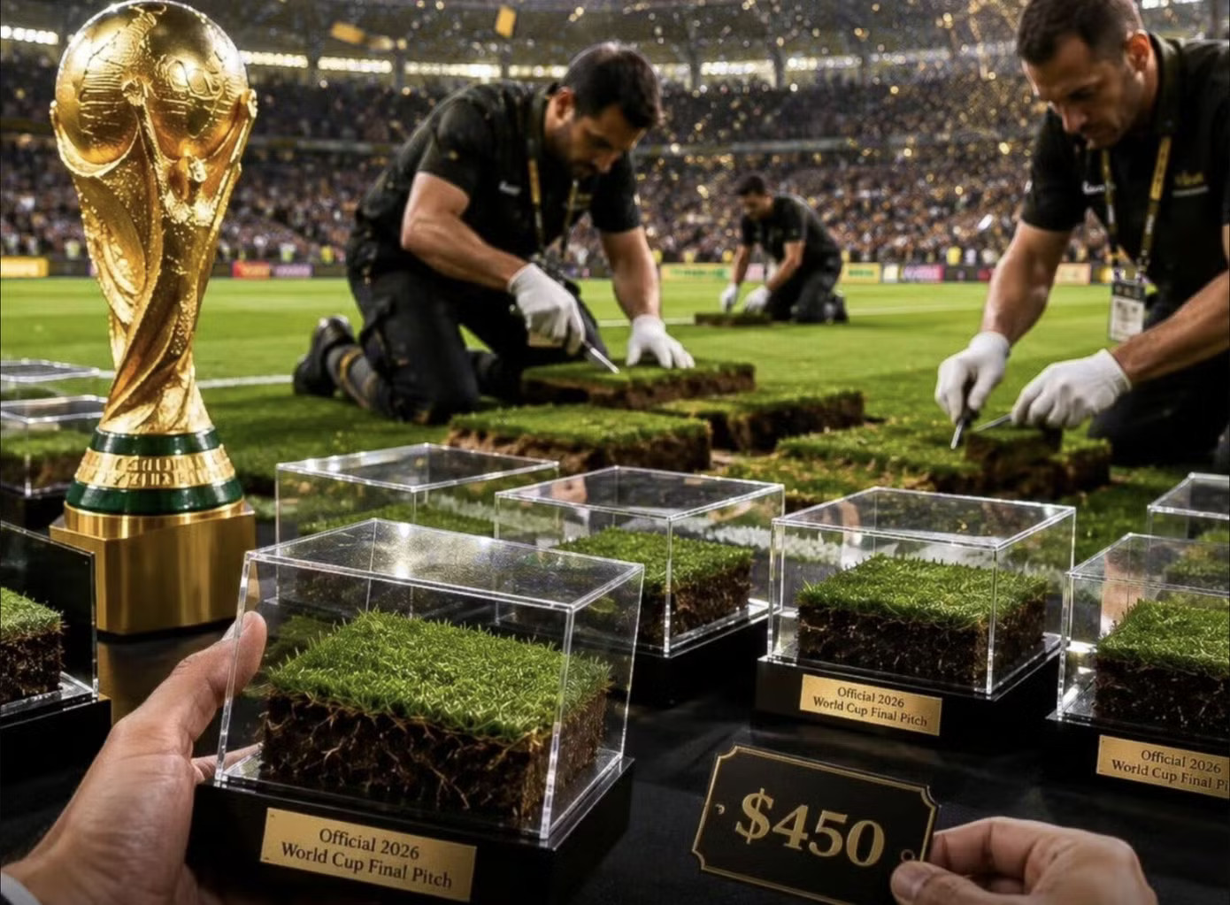 FIFA có thể thu về hơn 11,2 triệu USD (gần 300 tỷ đồng) từ bộ sưu tập này. Ảnh: <a style='text-decoration: none;' href='/MSN'>MSN</a> FIFA bán cả mặt sân cỏ chung kết World Cup để thu tiền - Ảnh 2.