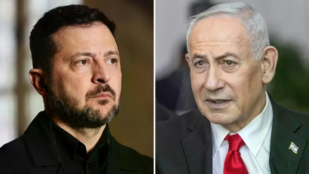 Tổng thống Ukraine Volodymyr Zelensky và Thủ tướng Israel Benjamin Netanyahu. (Ảnh: Getty Images) Lý do Tổng thống Ukraine và Thủ tướng Israel cùng đến Mỹ - Ảnh 1.