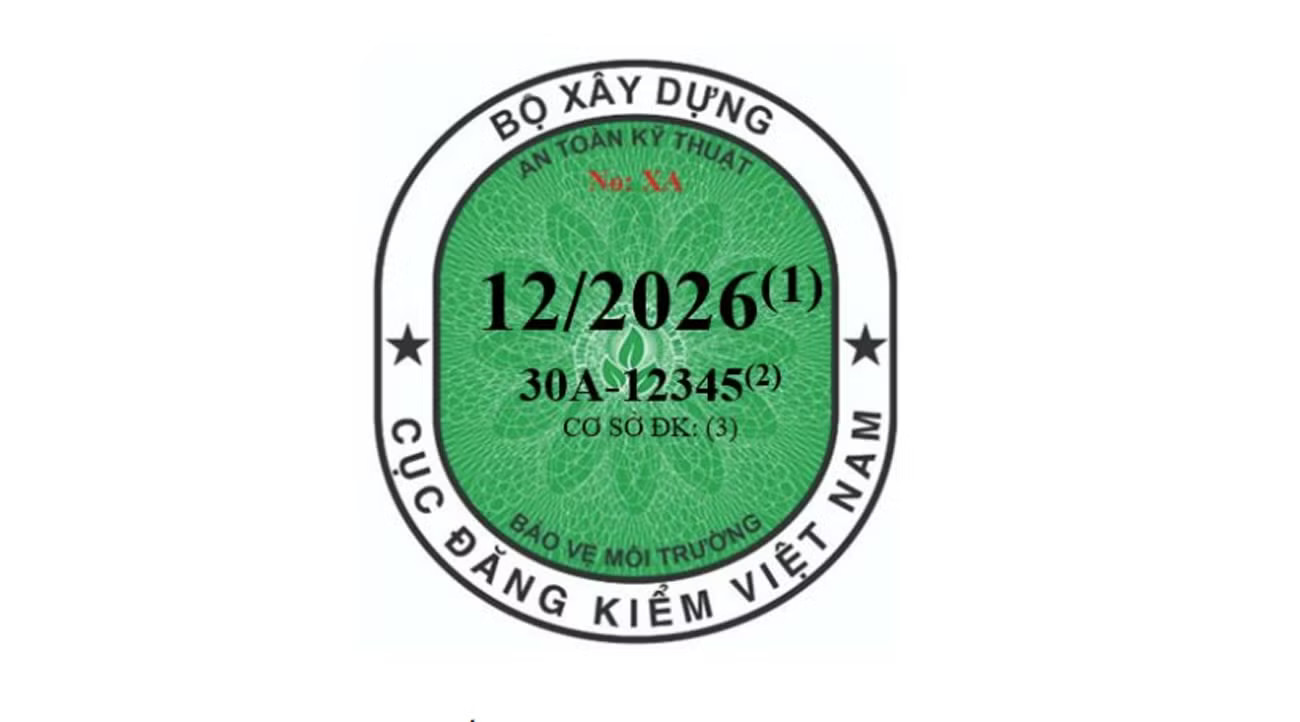 Tem đăng kiểm dành cho ô tô điện. Ảnh: BXD. Thay đổi tem đăng kiểm ô tô - Ảnh 1.
