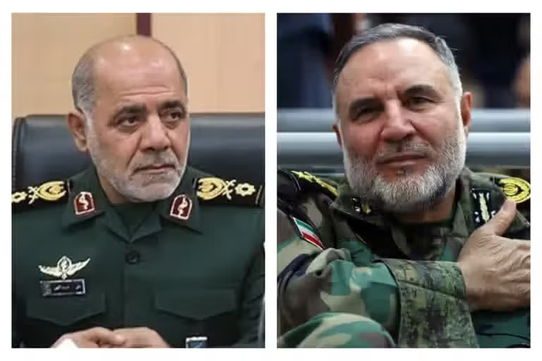 Ông Ali Abdollahi, Tham mưu trưởng Lực lượng vũ trang Iran (trái), và ông Kioumars Heydari, Phó Tham mưu trưởng Lực lượng vũ trang Iran (phải). Lãnh tụ tối cao Iran bổ nhiệm 6 nhân sự cấp cao, tuyên bố hợp nhất bộ máy chỉ huy quân sự - Ảnh 1.