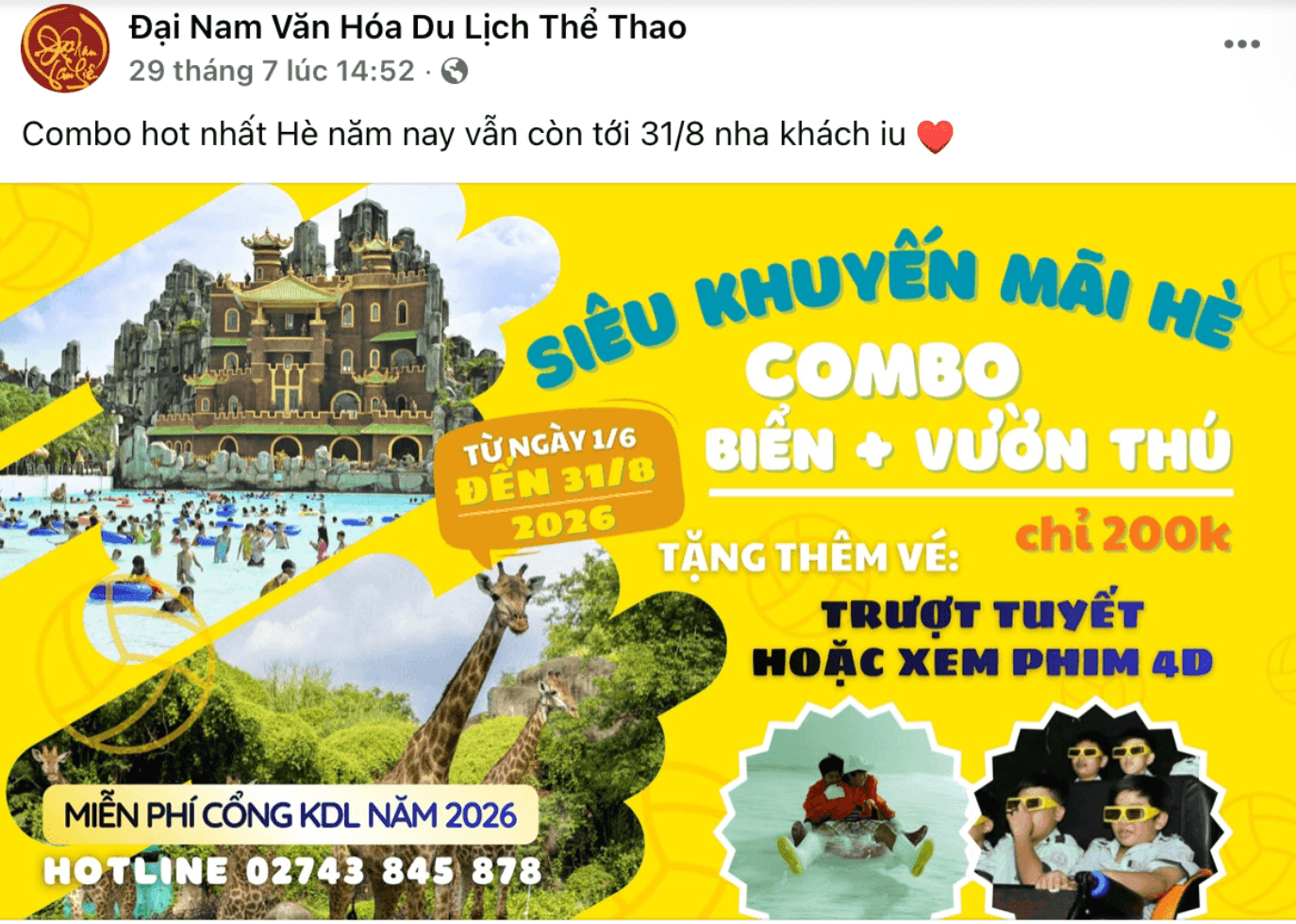 Khu du lịch Đại Nam tung ưu đãi lớn