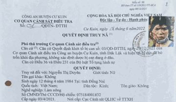 Công an kêu gọi Nguyễn Thị Duyên ra đầu thú