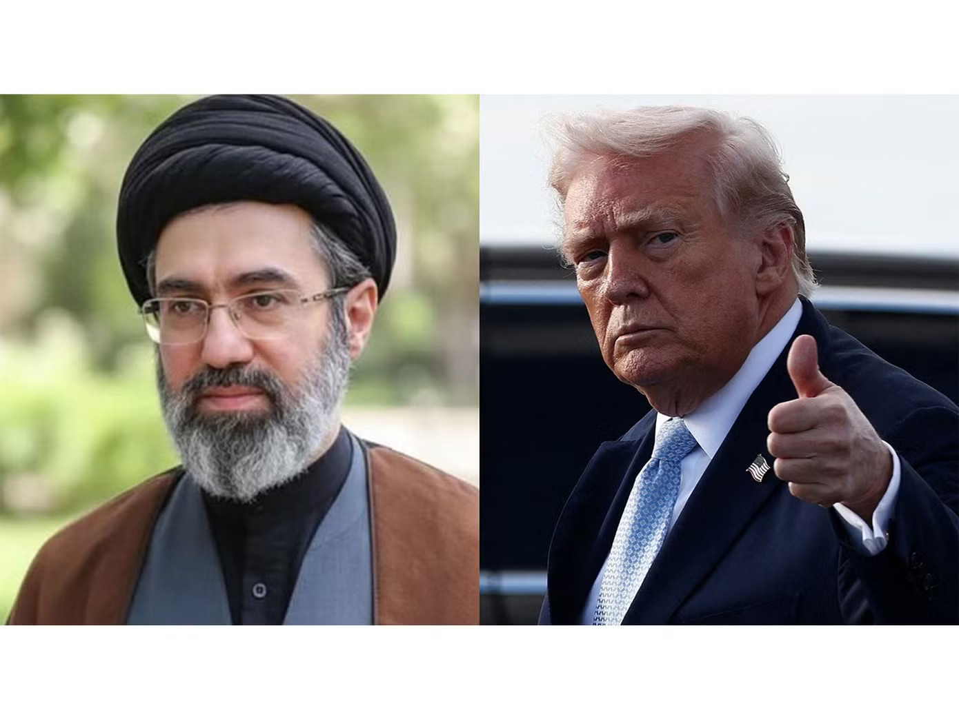 Lãnh tụ tối cao Iran Mojtaba Khamenei (trái) và Tổng thống Mỹ Donald Trump (phải). Mỹ, Iran tìm kiếm trạng thái cân bằng mới - Ảnh 1.