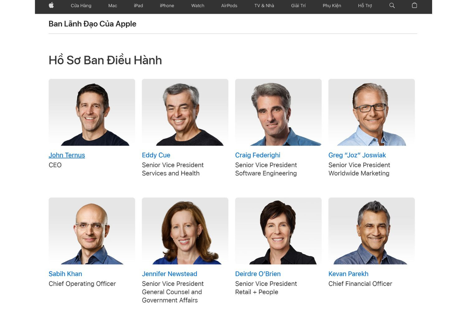 Tim Cook không còn xuất hiện trong ban lãnh đạo Apple