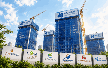 Xây dựng Hòa Bình (HBC) làm dự án cho Vinhomes, Novaland, Sunshine, Tân Á Đại Thành và loạt ông lớn bất động sản